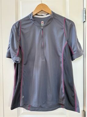 Specialized Gray Cycling Bike Jersey with Pink Trim